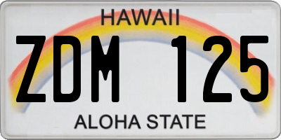 HI license plate ZDM125