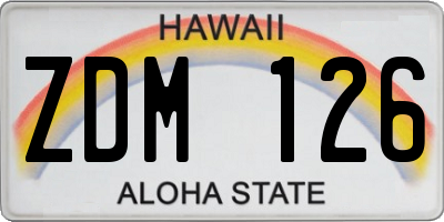 HI license plate ZDM126