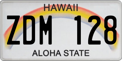 HI license plate ZDM128