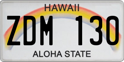 HI license plate ZDM130