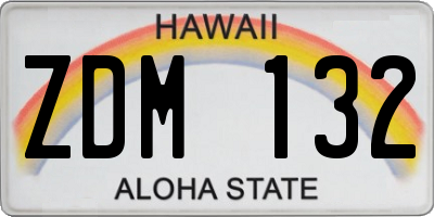 HI license plate ZDM132