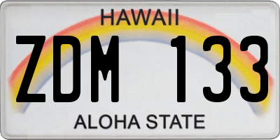 HI license plate ZDM133