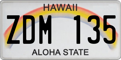 HI license plate ZDM135