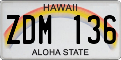 HI license plate ZDM136