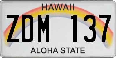 HI license plate ZDM137