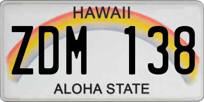 HI license plate ZDM138