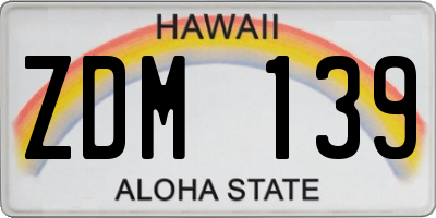HI license plate ZDM139