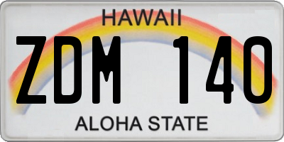 HI license plate ZDM140
