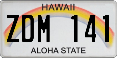 HI license plate ZDM141