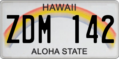 HI license plate ZDM142