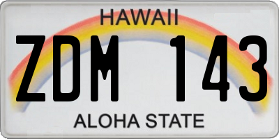 HI license plate ZDM143