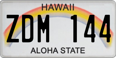 HI license plate ZDM144