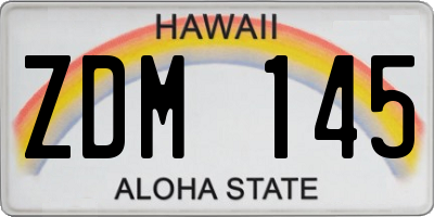 HI license plate ZDM145