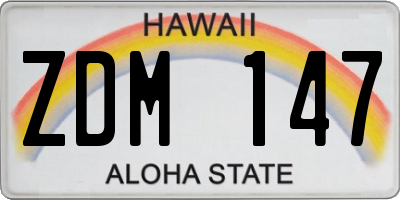 HI license plate ZDM147