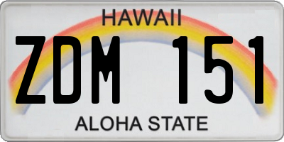 HI license plate ZDM151