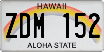 HI license plate ZDM152