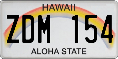 HI license plate ZDM154