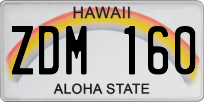 HI license plate ZDM160
