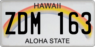 HI license plate ZDM163