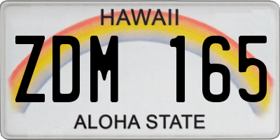 HI license plate ZDM165