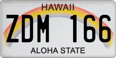 HI license plate ZDM166