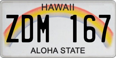 HI license plate ZDM167