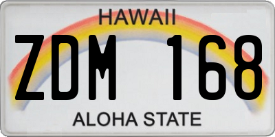 HI license plate ZDM168