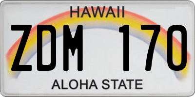 HI license plate ZDM170