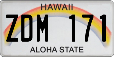 HI license plate ZDM171