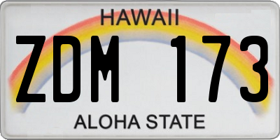 HI license plate ZDM173
