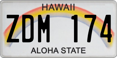 HI license plate ZDM174