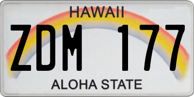 HI license plate ZDM177