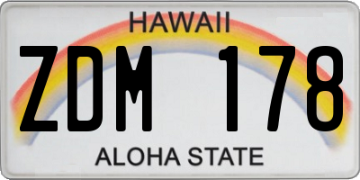HI license plate ZDM178
