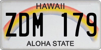 HI license plate ZDM179