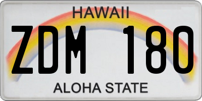 HI license plate ZDM180