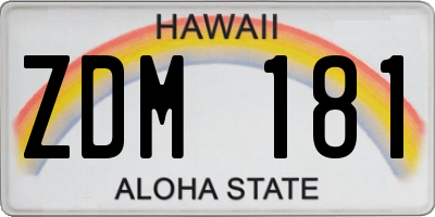 HI license plate ZDM181
