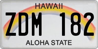 HI license plate ZDM182