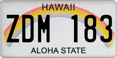 HI license plate ZDM183
