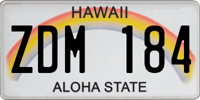 HI license plate ZDM184