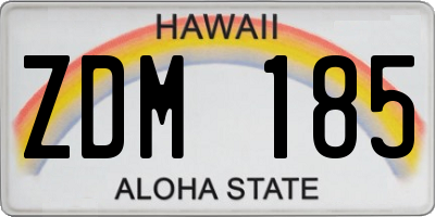 HI license plate ZDM185