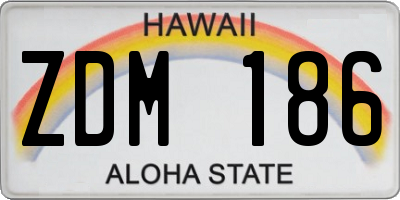 HI license plate ZDM186