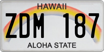HI license plate ZDM187