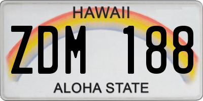 HI license plate ZDM188