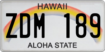HI license plate ZDM189