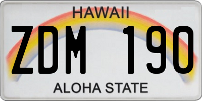 HI license plate ZDM190