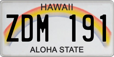 HI license plate ZDM191