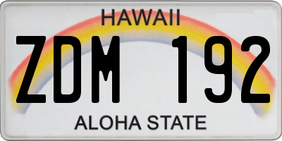 HI license plate ZDM192
