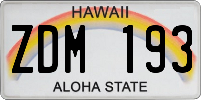HI license plate ZDM193