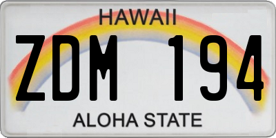 HI license plate ZDM194