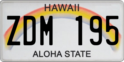 HI license plate ZDM195